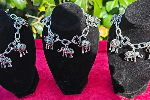 Antique Silver Elephant Charm Bracelet