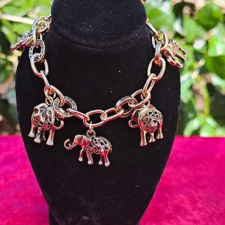 Antique Gold Elephant Charm Bracelet